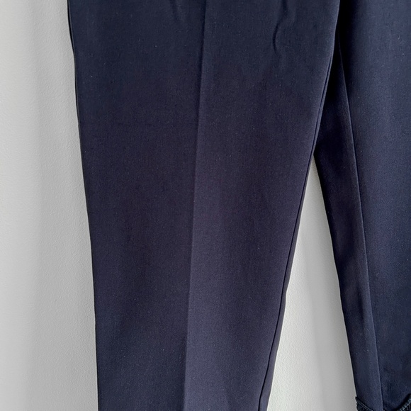 Laura Petites City Fit Lace Trim Pants Navy Straight Cut Stretch Size 6 - Picture 4 of 10